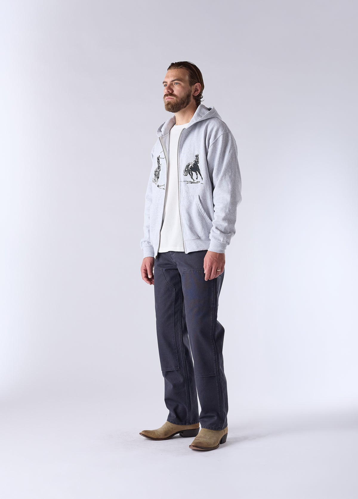 Into The Distance Zip Up Hooded Sweatshirt | Heather Grey