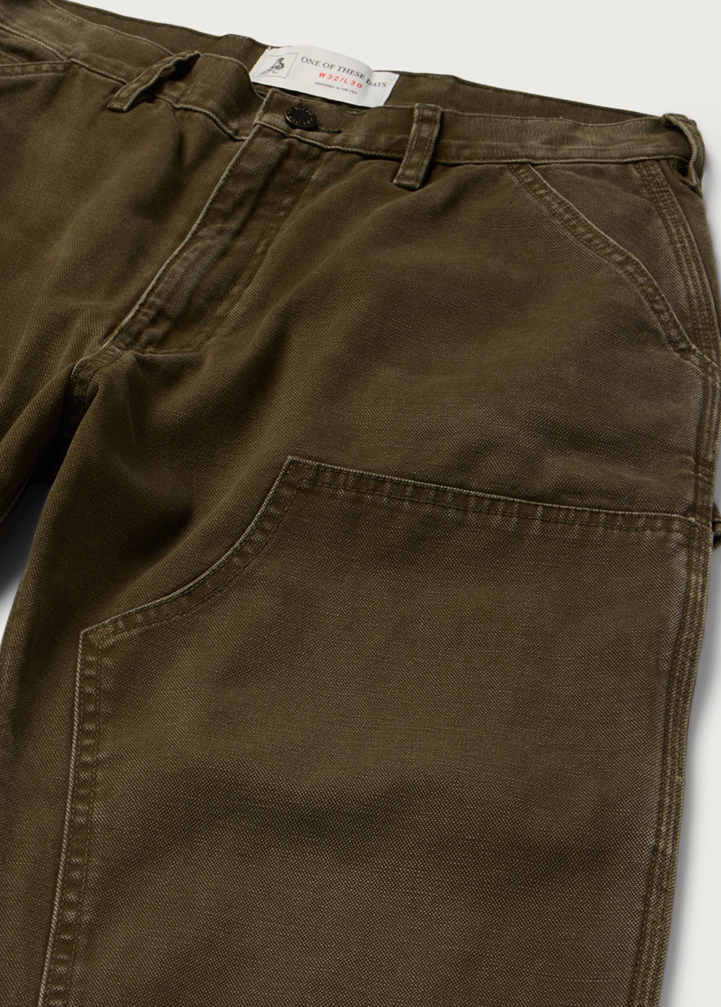 Canvas Double Knee Work Pant | Washed Moss Green