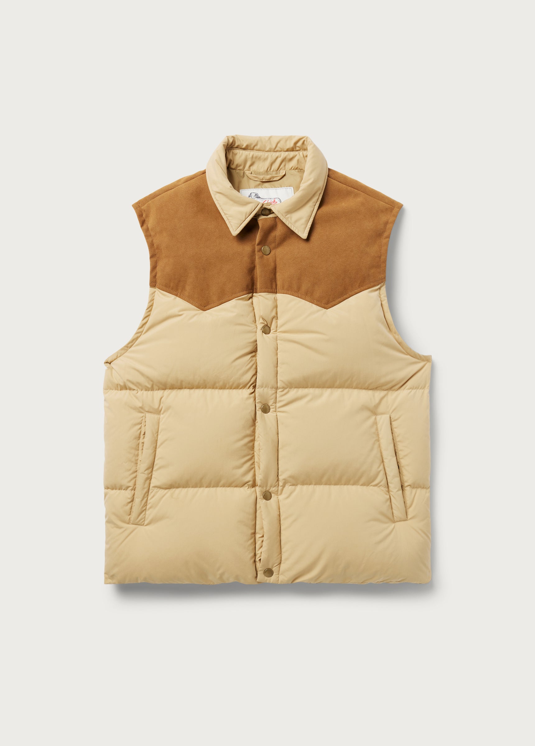Suede Puffer Vest Tan - Main Image