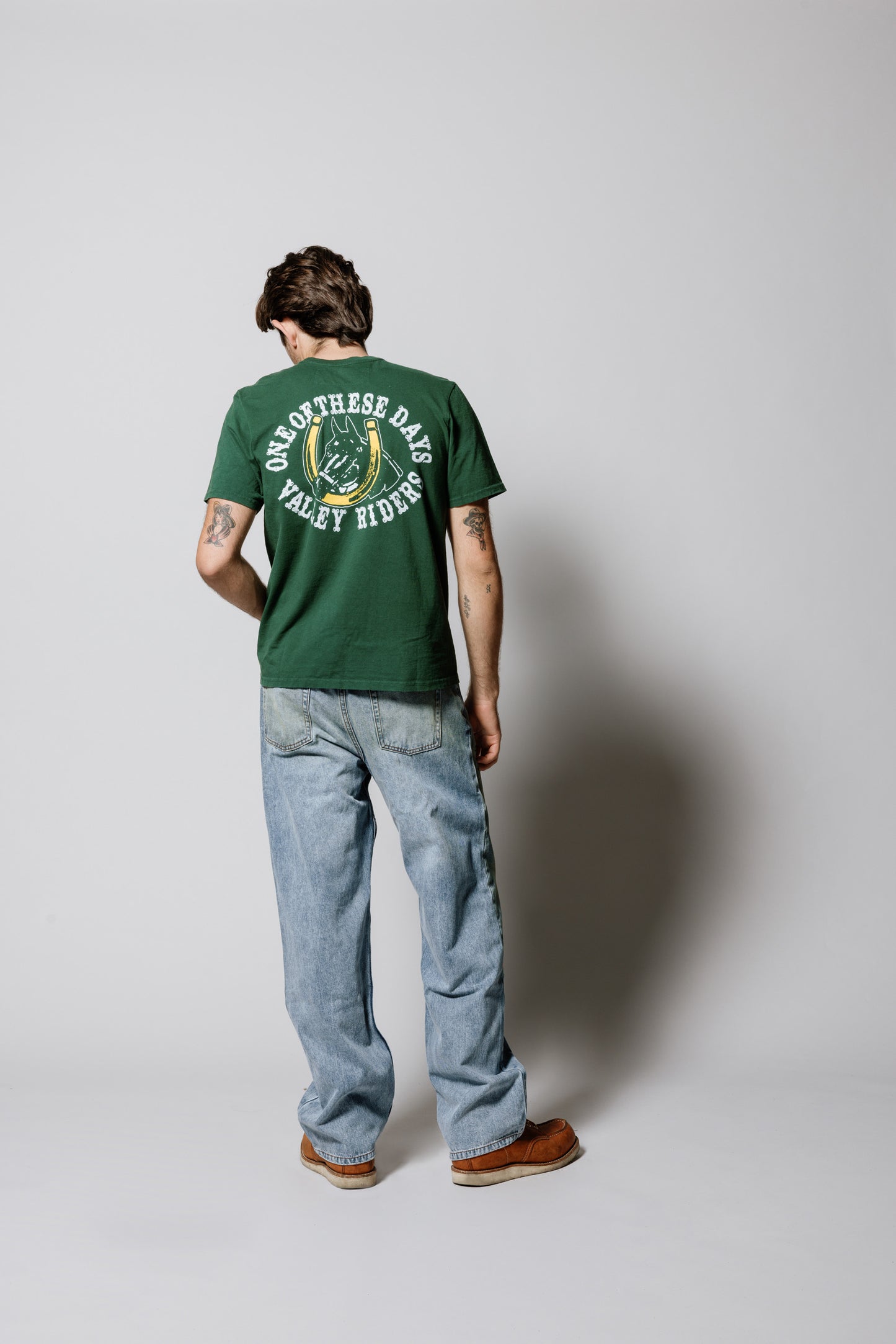 Valley Riders T-Shirt | Sun Faded Washed Forest Green