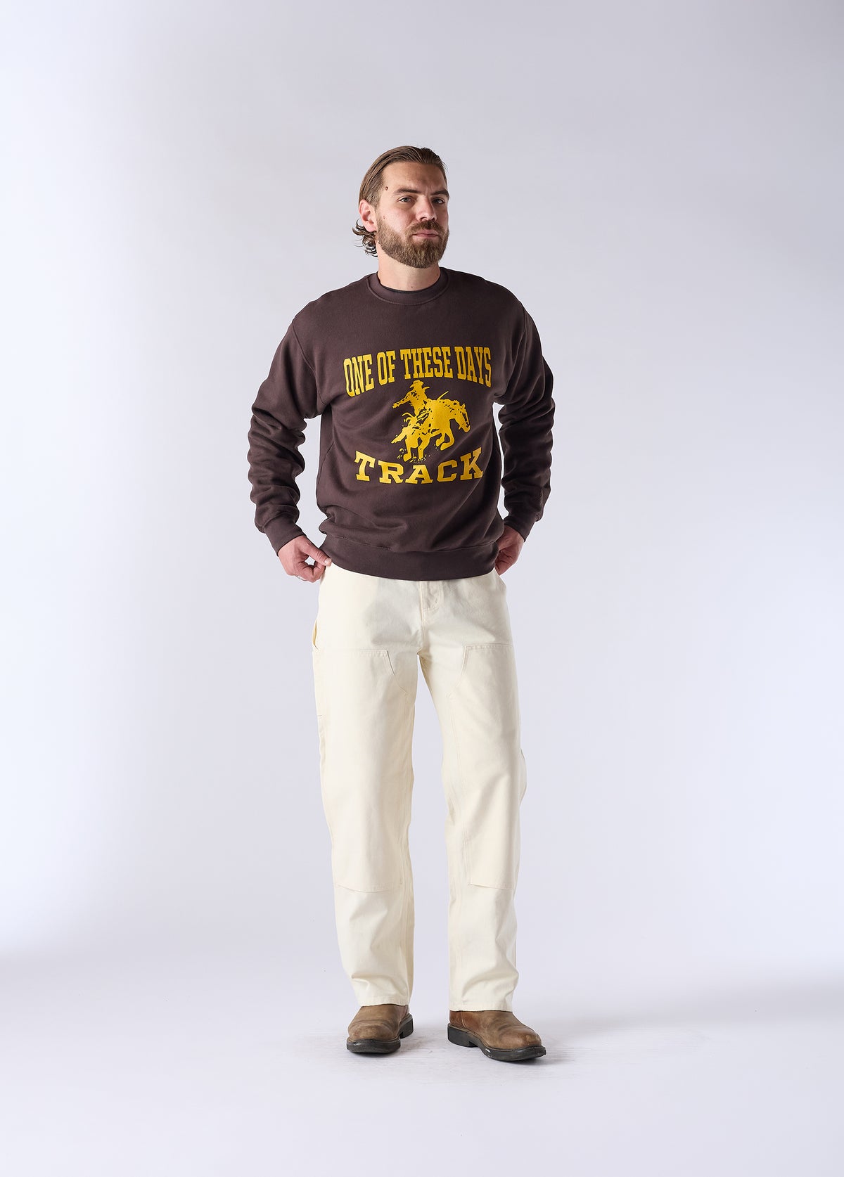Track And Field Crewneck Sweatshirt | Dark Brown