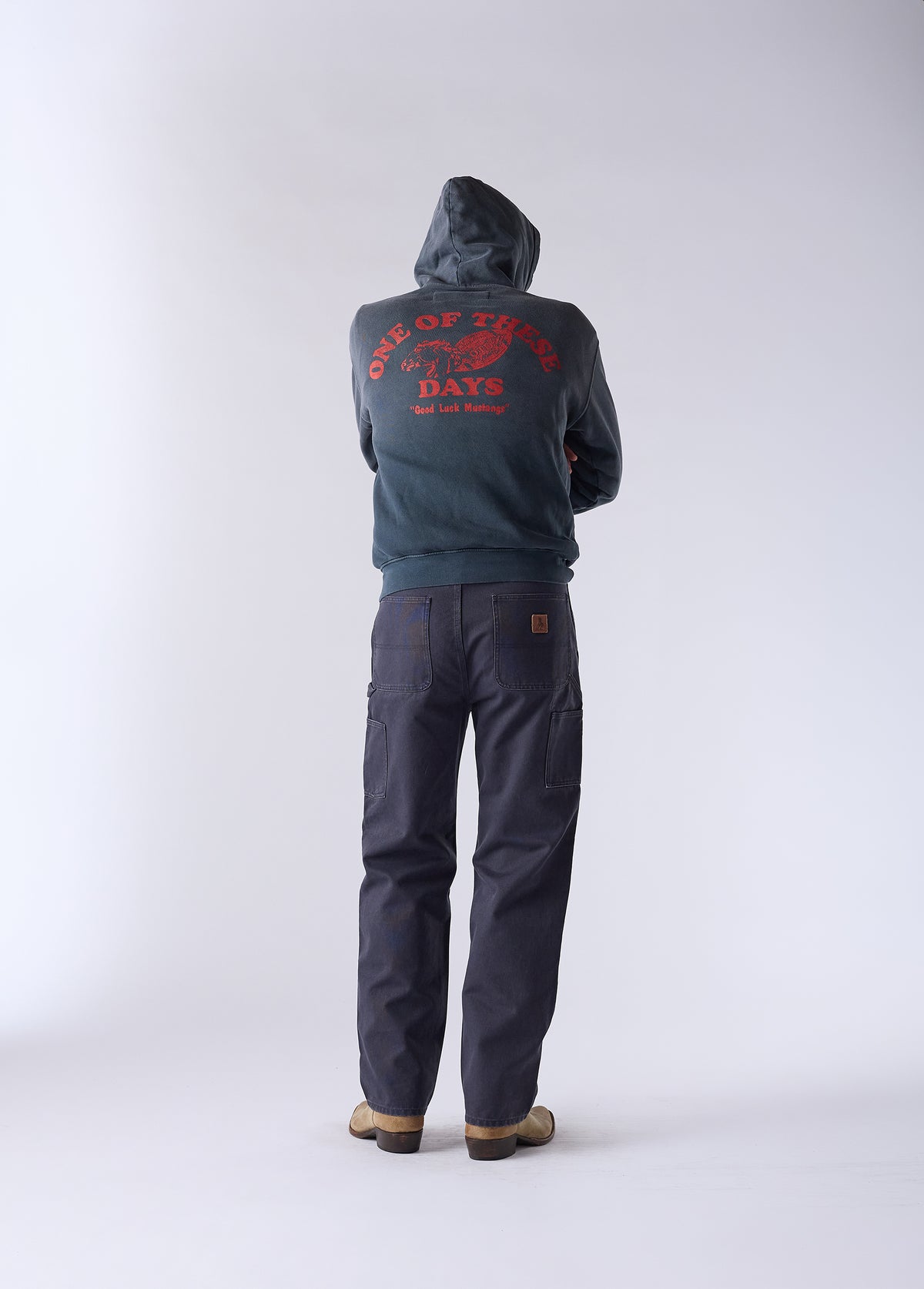 Good Luck Mustangs Hooded Sweatshirt | Sun Faded Black
