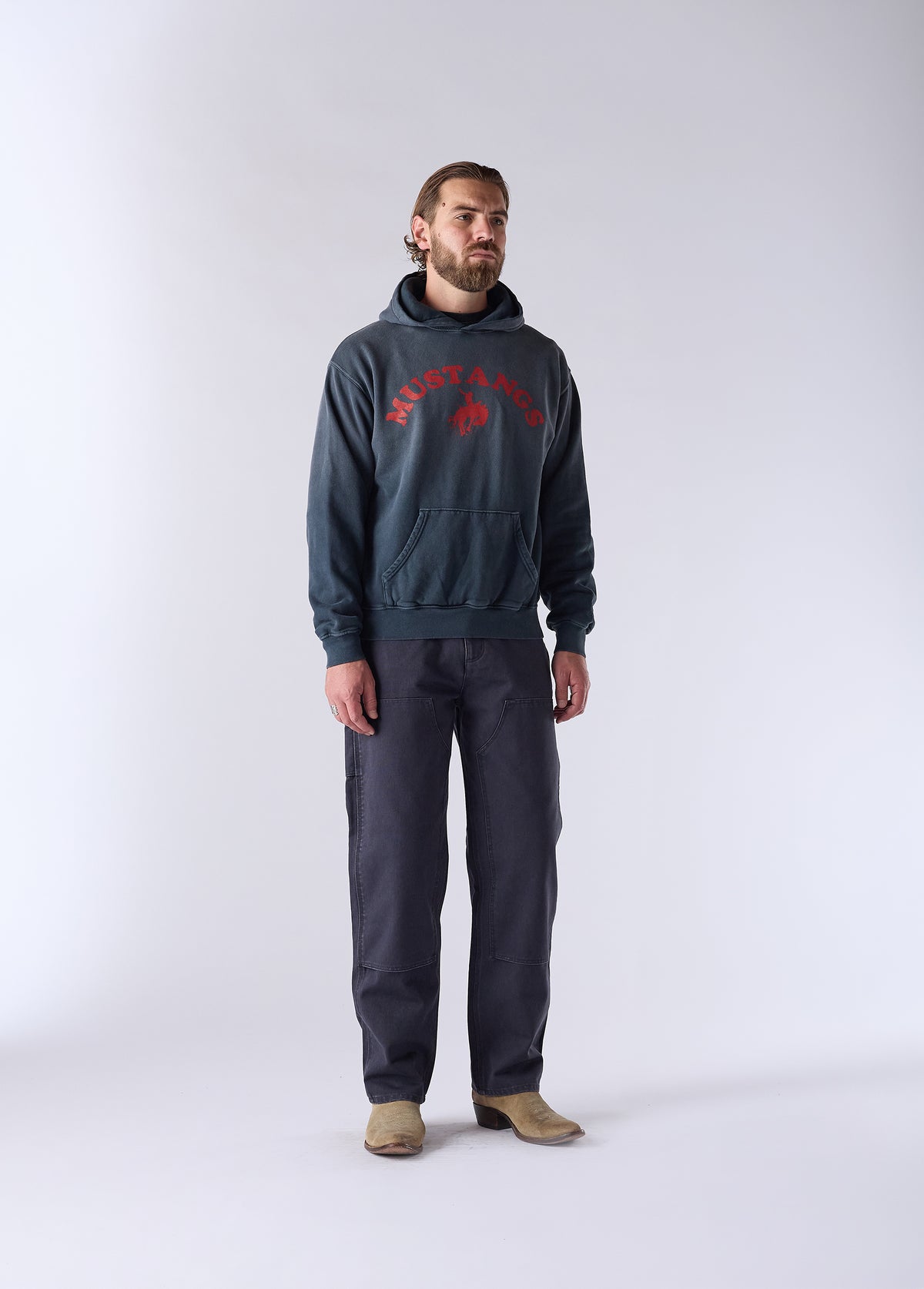 Good Luck Mustangs Hooded Sweatshirt | Sun Faded Black