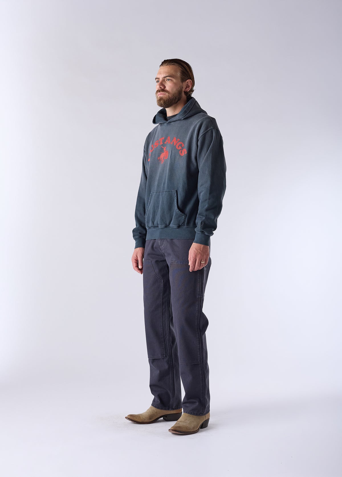 Good Luck Mustangs Hooded Sweatshirt | Sun Faded Black
