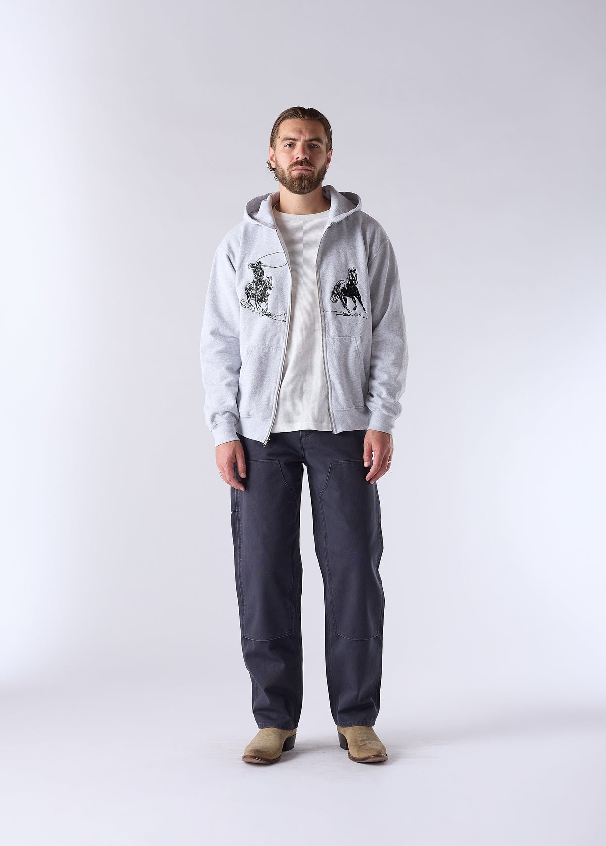 Into The Distance Zip Up Hooded Sweatshirt | Heather Grey