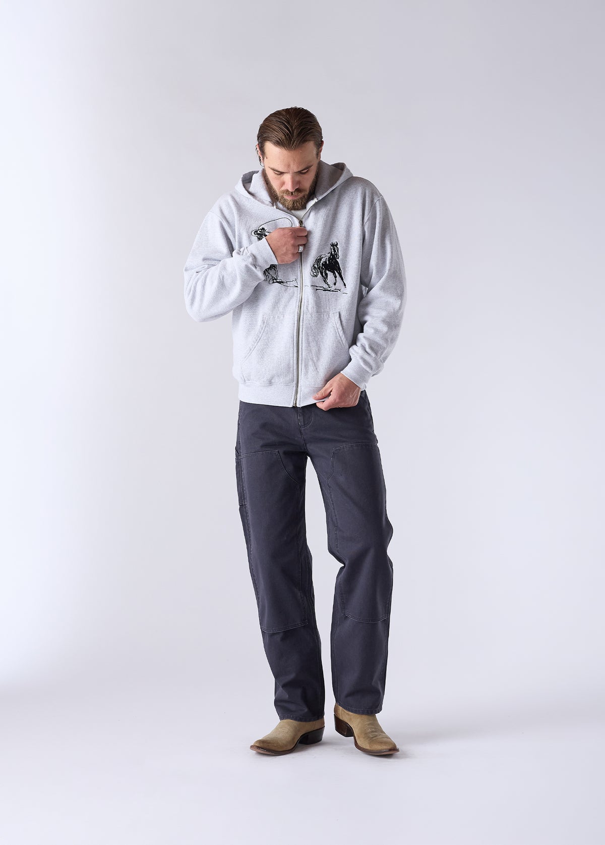 Into The Distance Zip Up Hooded Sweatshirt | Heather Grey