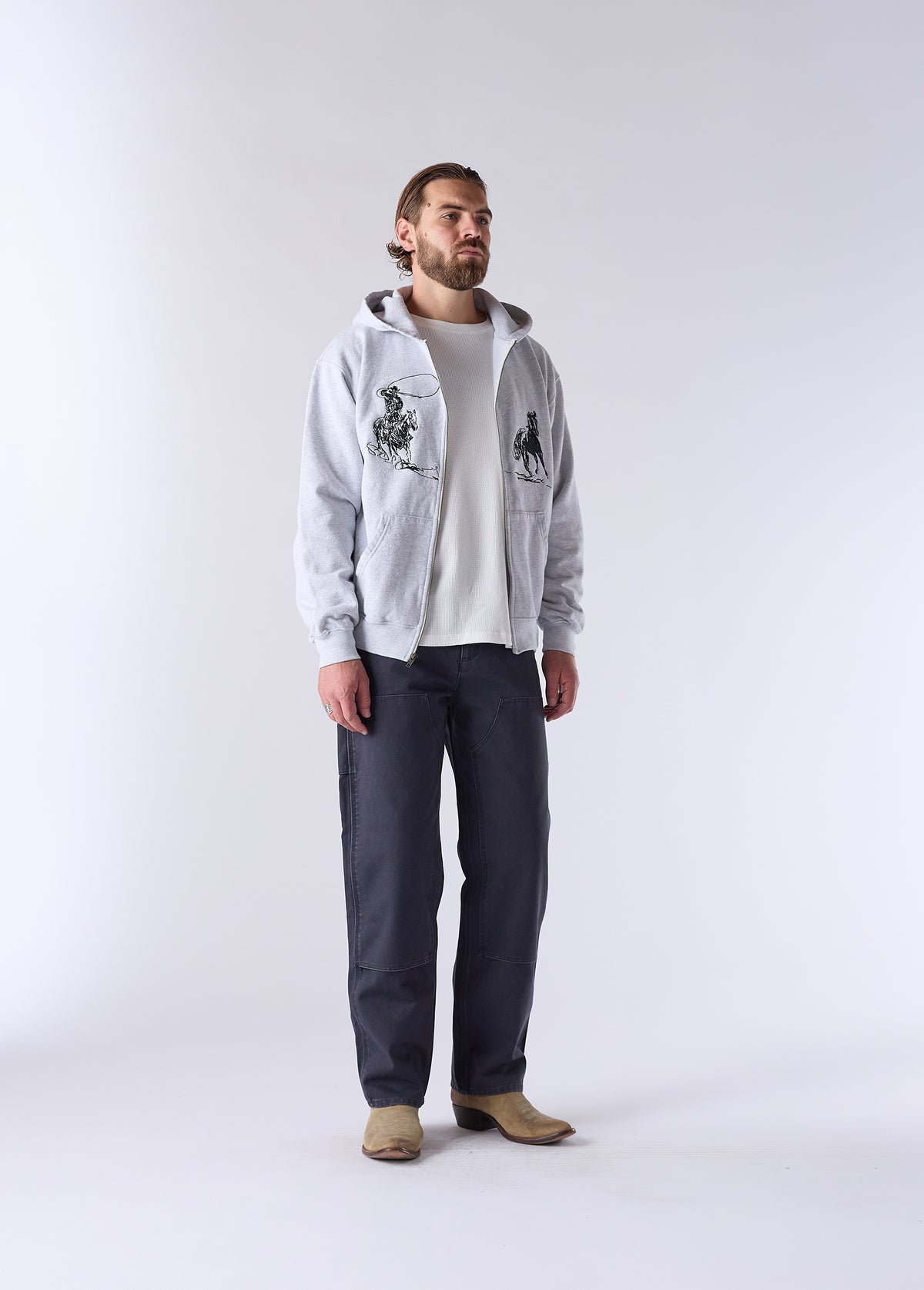 Into The Distance Zip Up Hooded Sweatshirt | Heather Grey