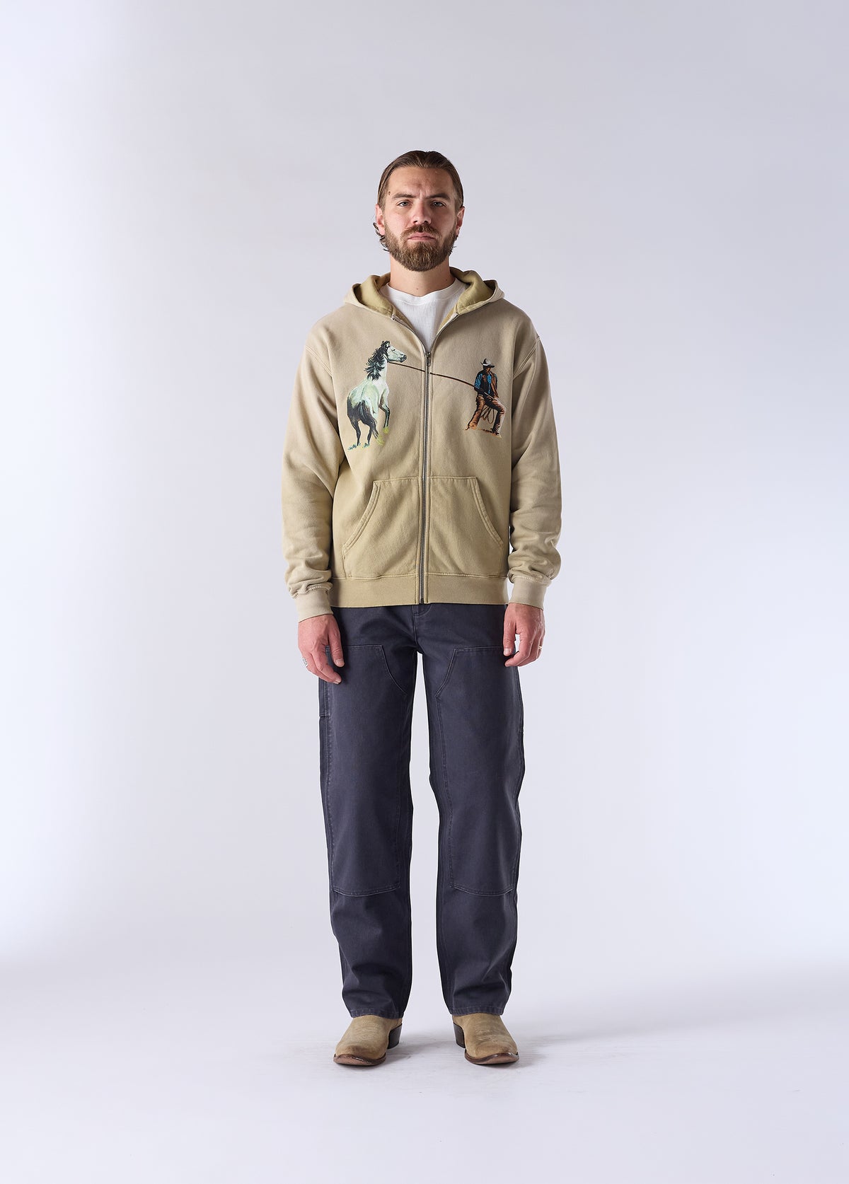 Rest of Time Zip Up Hooded Sweatshirt | Sun Faded Sand