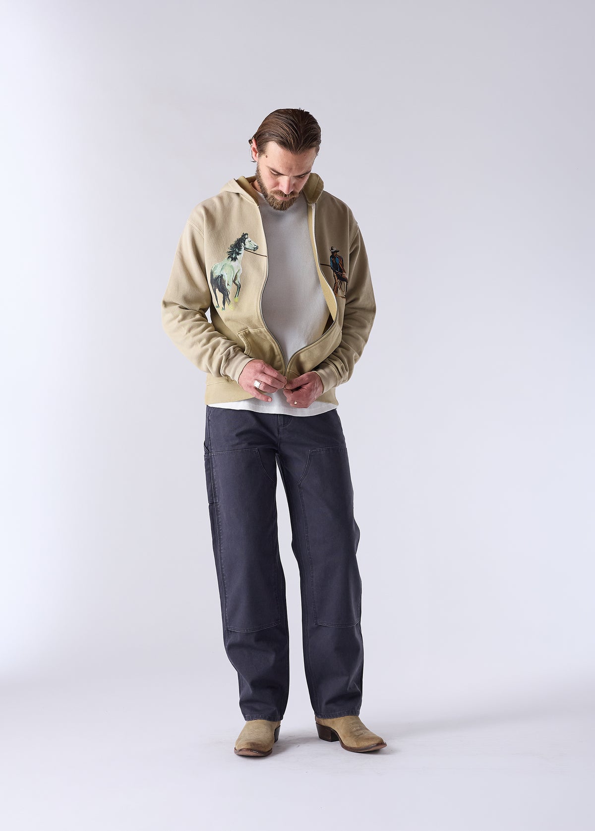 Rest of Time Zip Up Hooded Sweatshirt | Sun Faded Sand