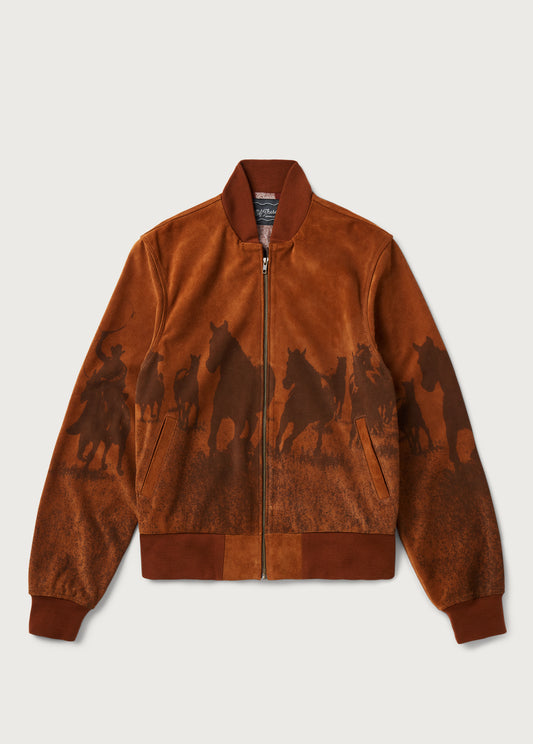 A Journey Through The Past Suede Bomber Jacket | Tobacco Suede
