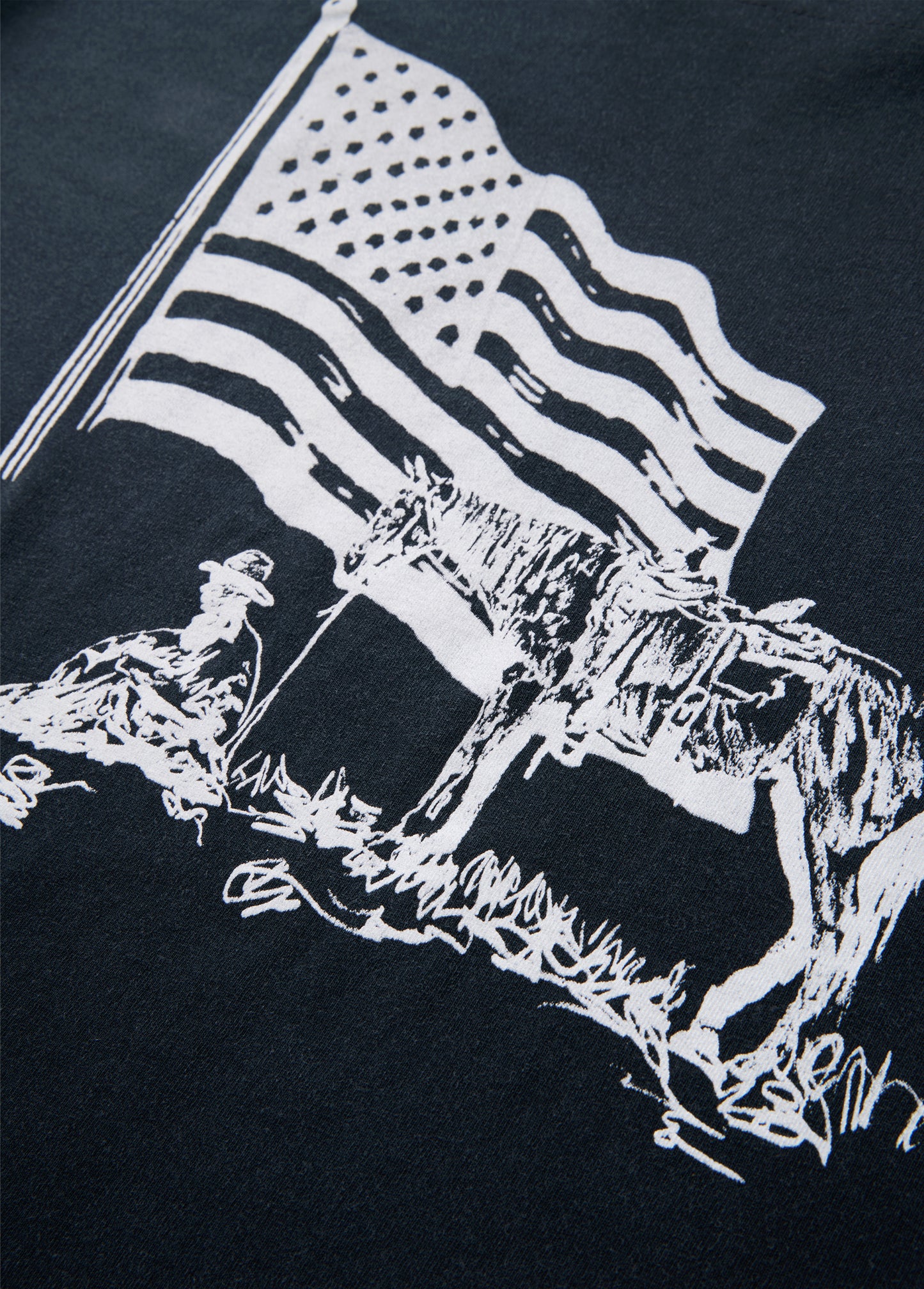 American Flag Cowboy Longsleeve Shirt | Washed Black