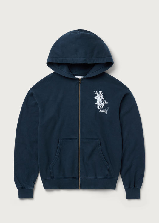 Barbed Zip Up Hoodie | Hard Washed Navy