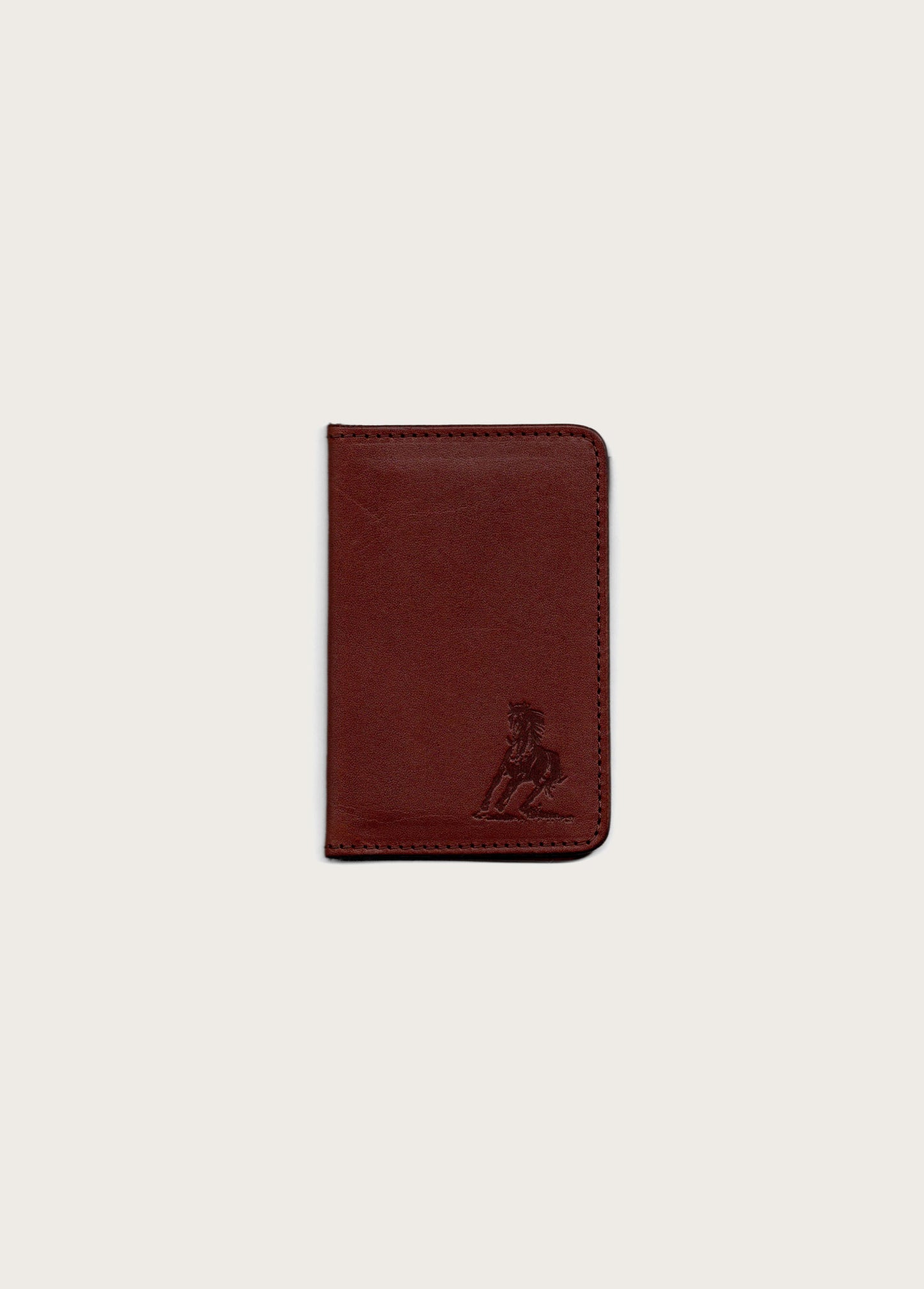 Running Horse Logo Leather Card Holder | Brown