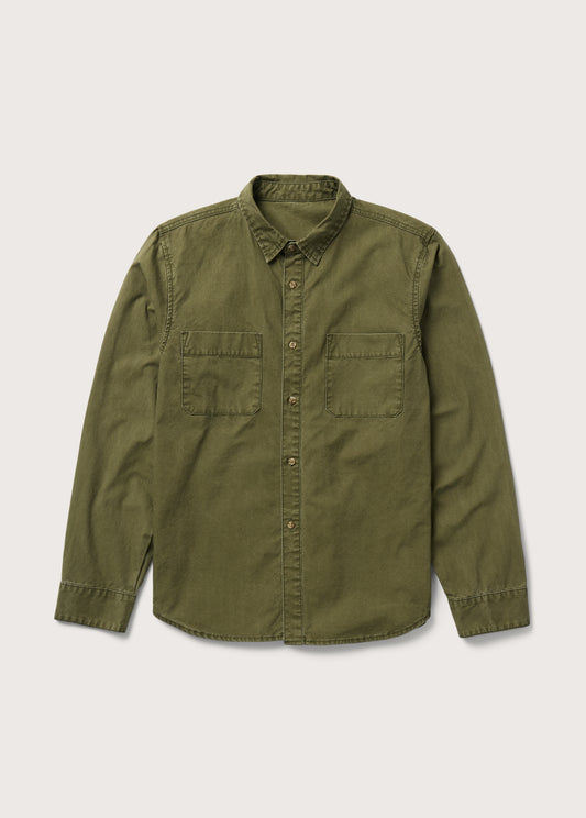 Twill Button Down Shirt | Olive
