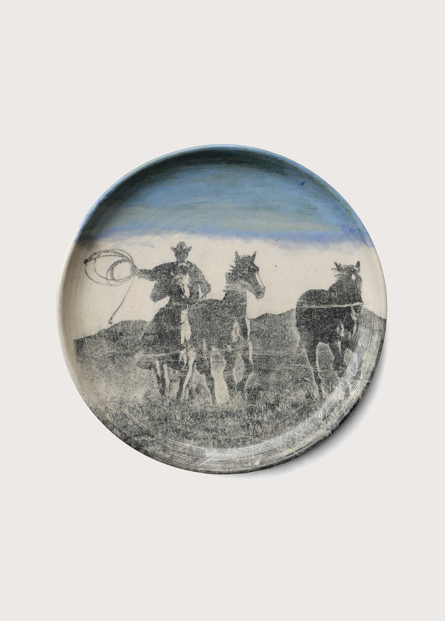 Spirit Of The Plain White Stoneware Ceramic Hand Painted Plate 01