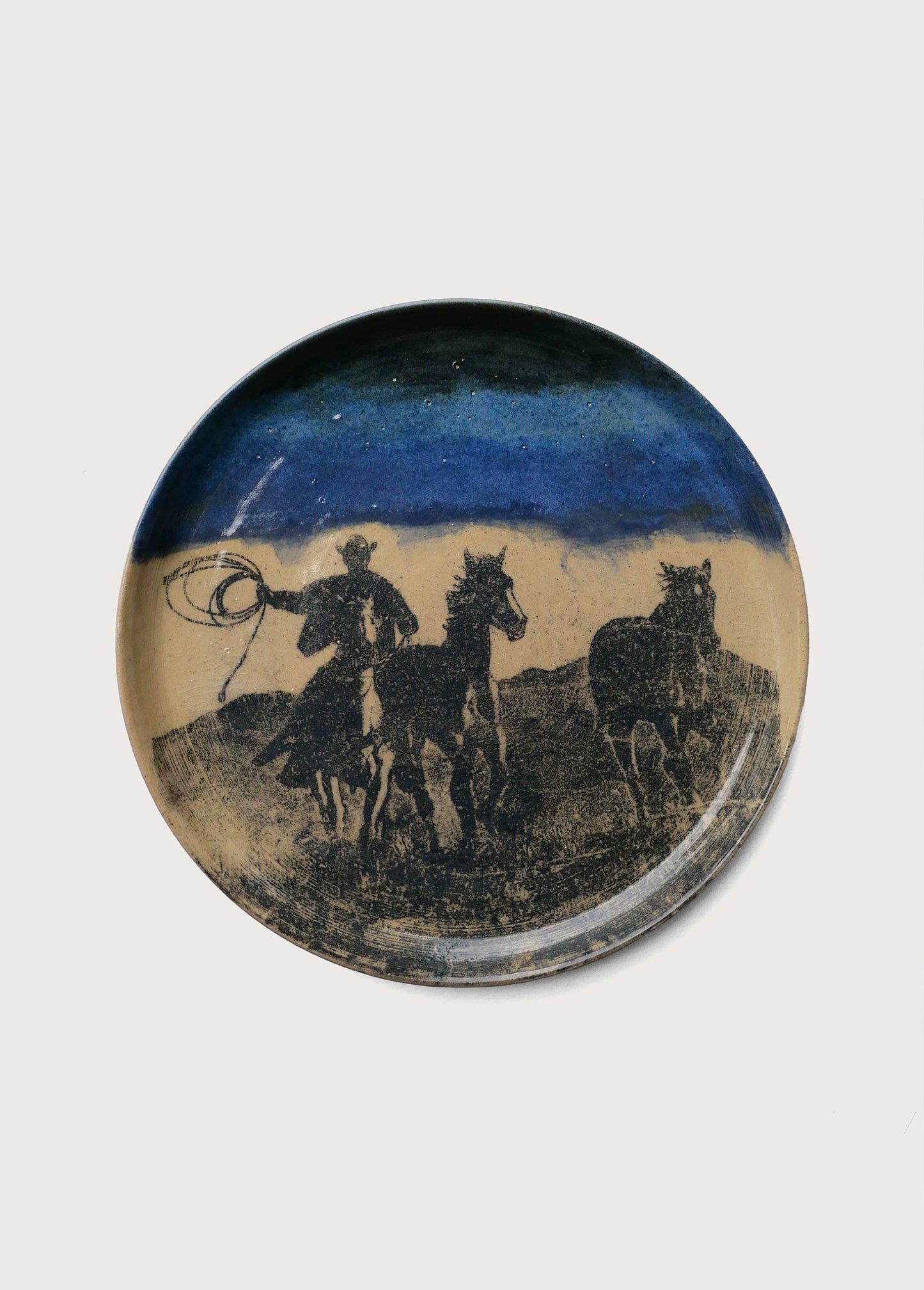 Spirit Of The Plain Textured Buff Ceramic Hand Painted Plate 02