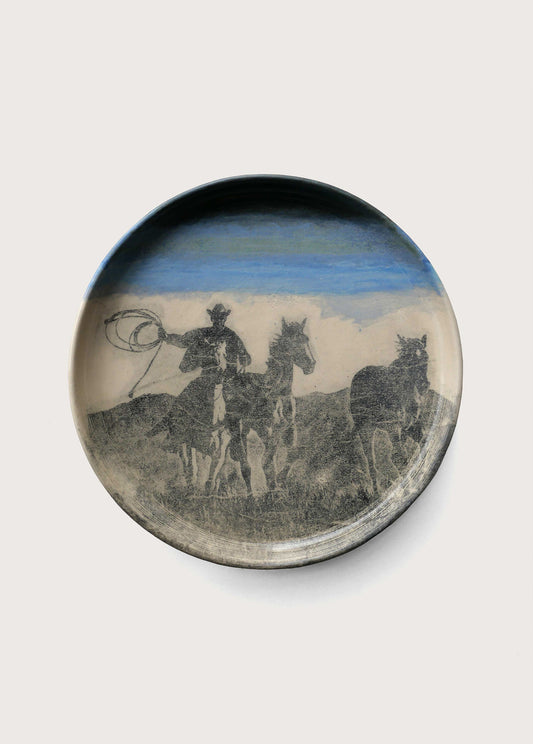 Spirit Of The Plain White Stoneware Ceramic Hand Painted Plate 02