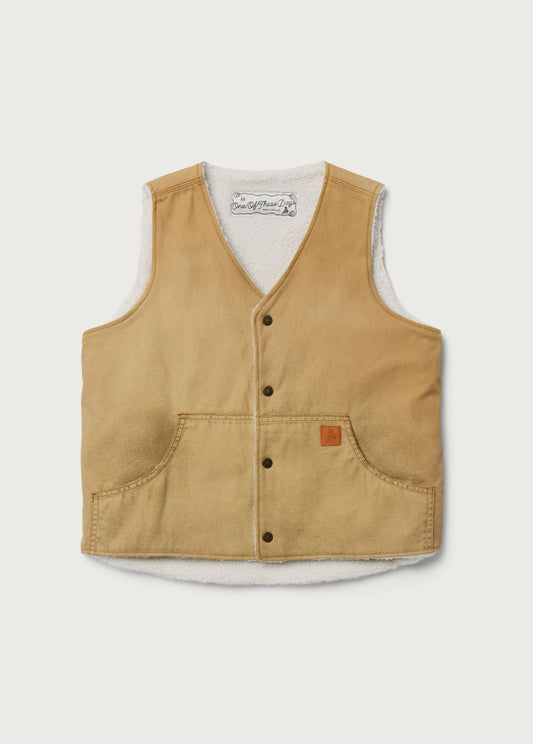 Canvas Sherpa Lined Vest | Washed Tan