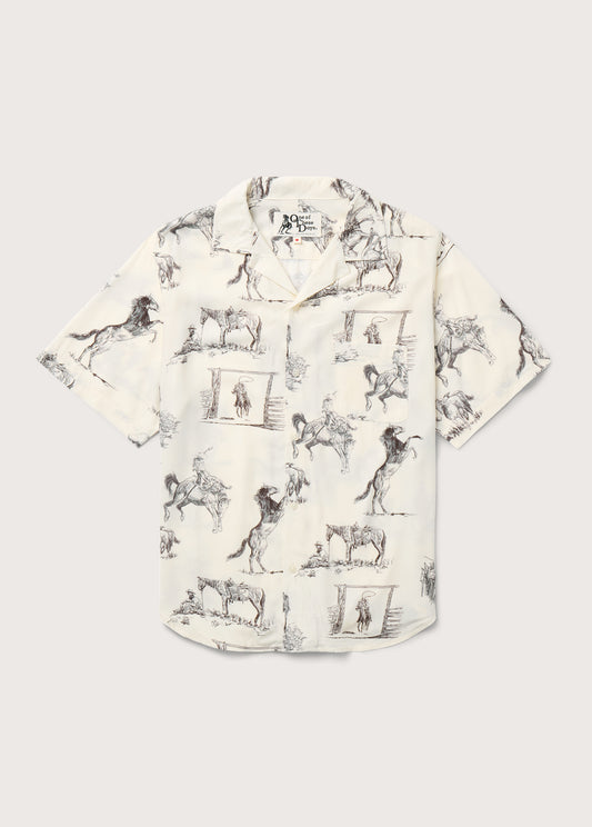 Charcoal Montage Camp Shirt | Bone