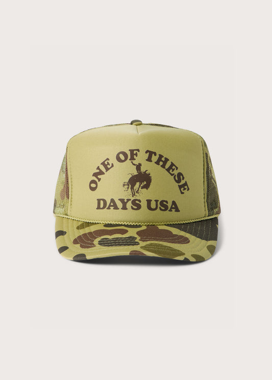 Days USA Foam Trucker Hat | Light Green Camo