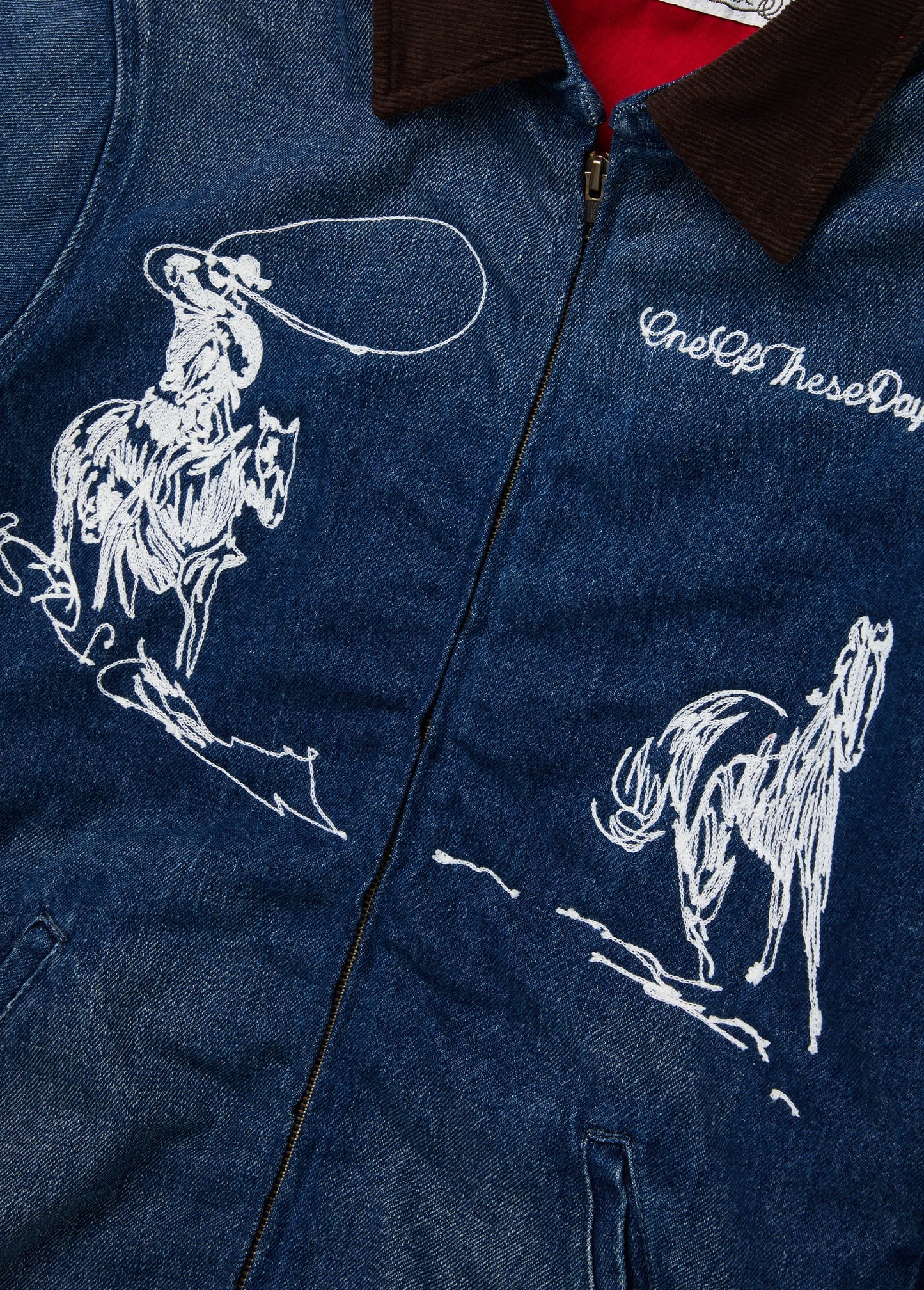 Embroidered Leisure Jacket | Dark Washed Denim