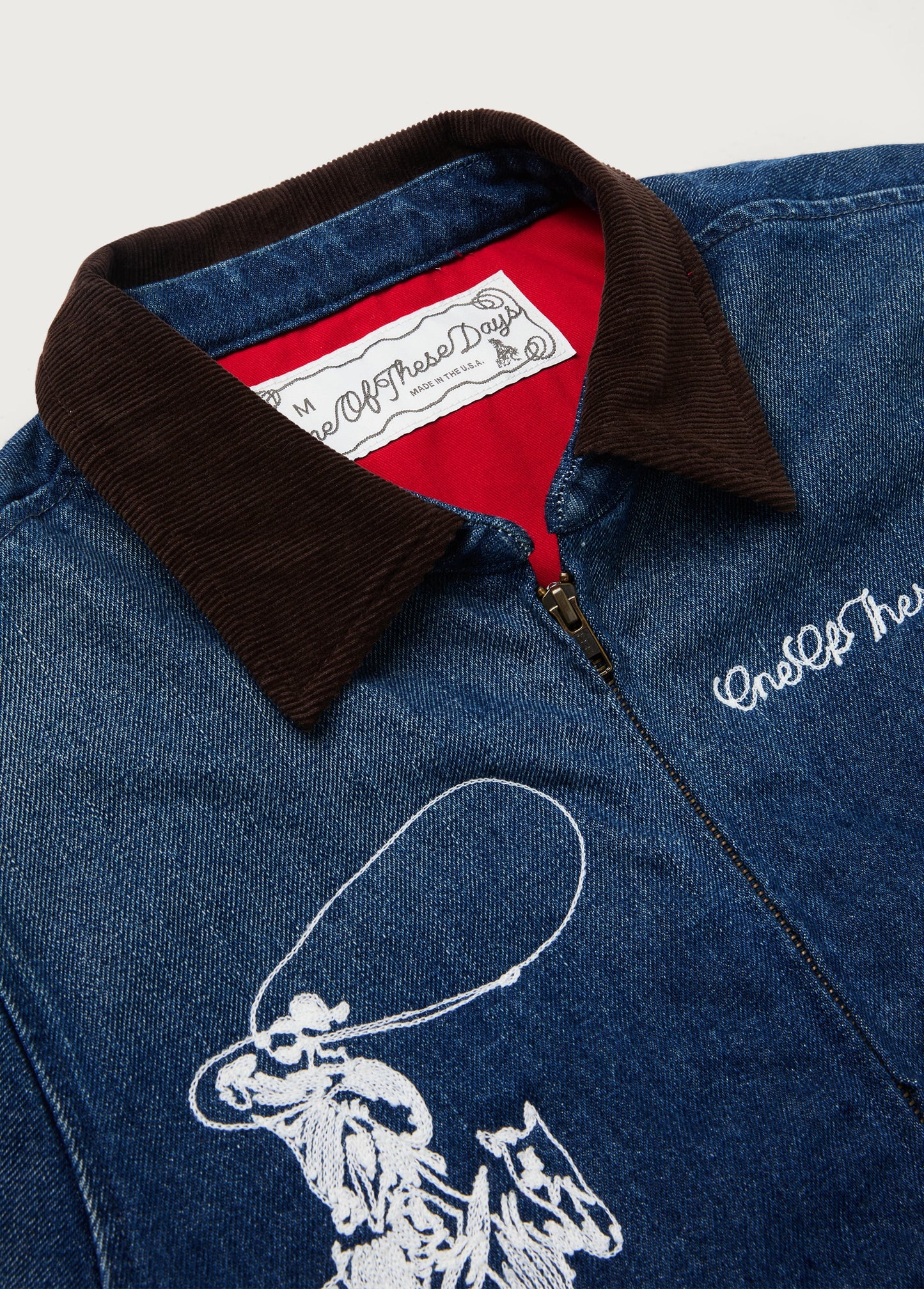 Embroidered Leisure Jacket | Dark Washed Denim