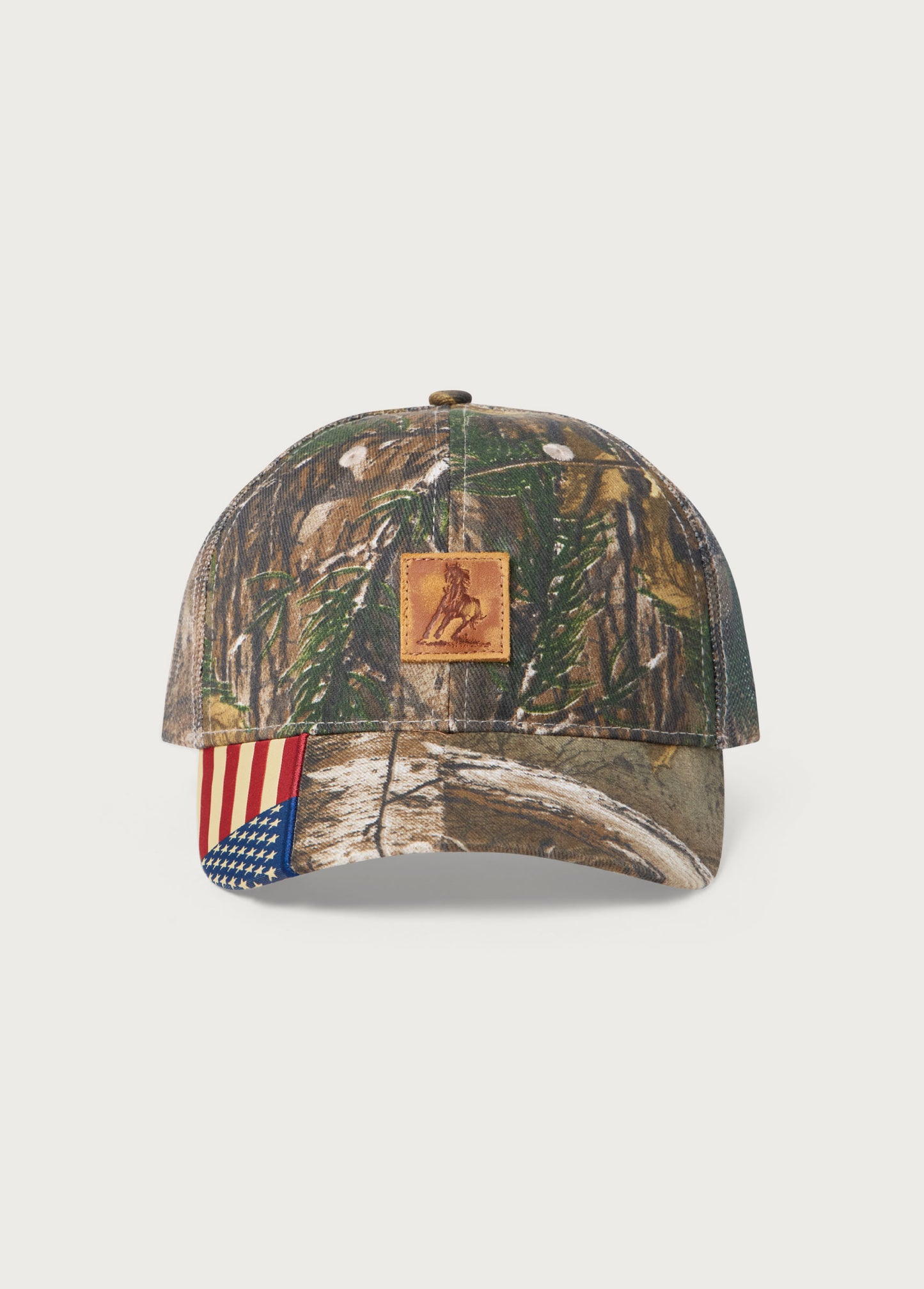 Leather Running Horse Trucker Hat | Camo