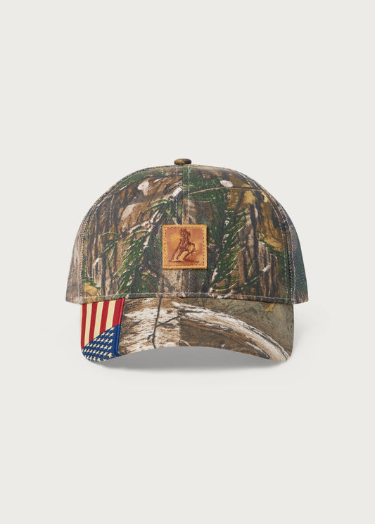 Leather Running Horse Trucker Hat | Camo