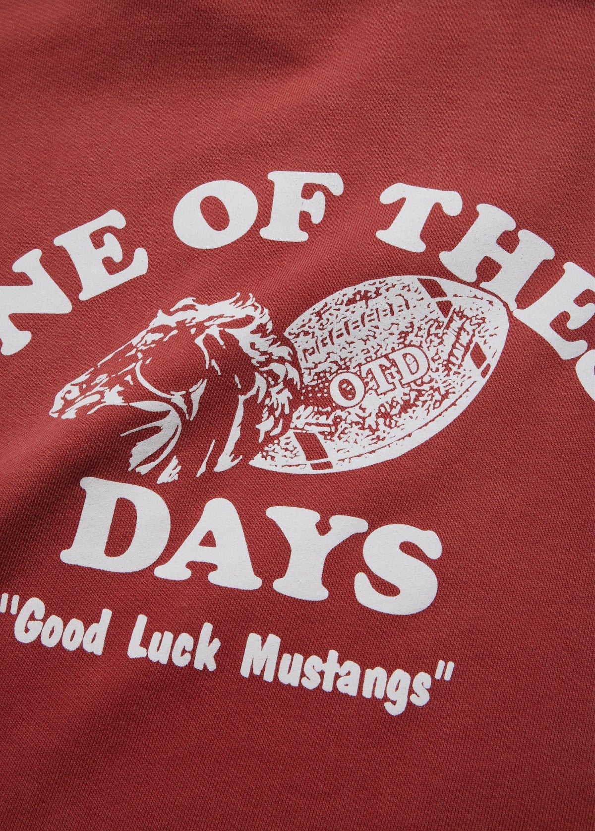 Good Luck Mustangs Zip Up Hooded Sweatshirt | Sun Faded Red