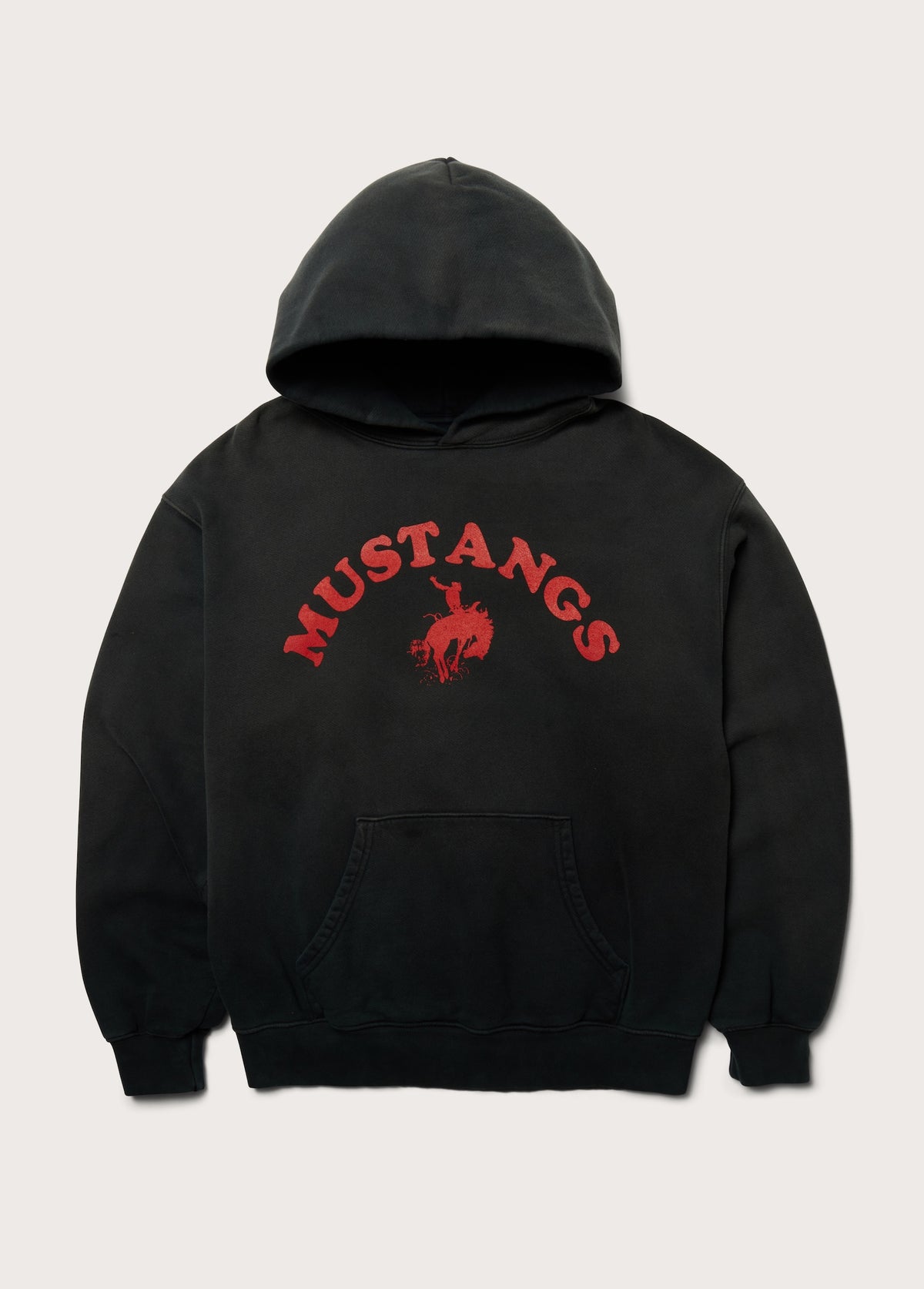 Good Luck Mustangs Hooded Sweatshirt | Sun Faded Black