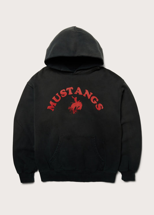 Good Luck Mustangs Hooded Sweatshirt | Sun Faded Black