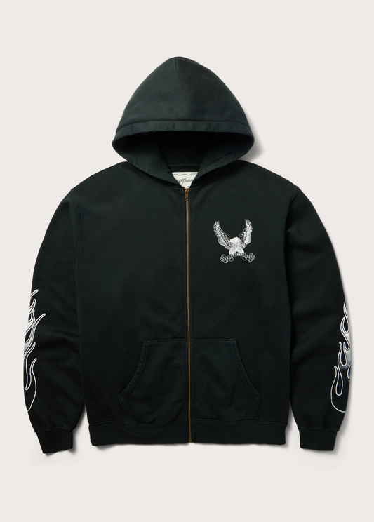 An American Original Zip Up Hooded Sweatshirt | Sun Faded Black