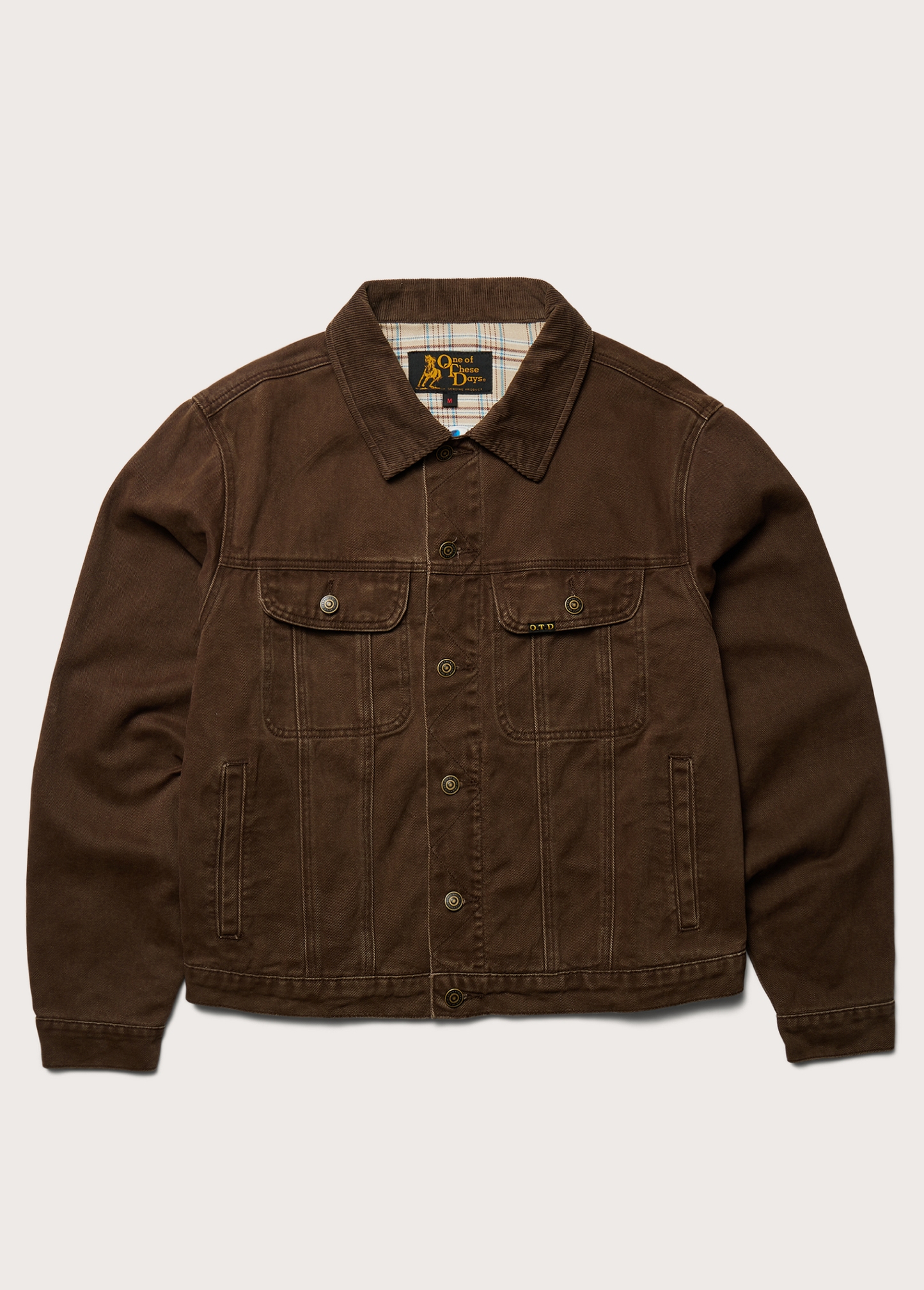 Lined Trucker Jacket | Washed Brown Denim
