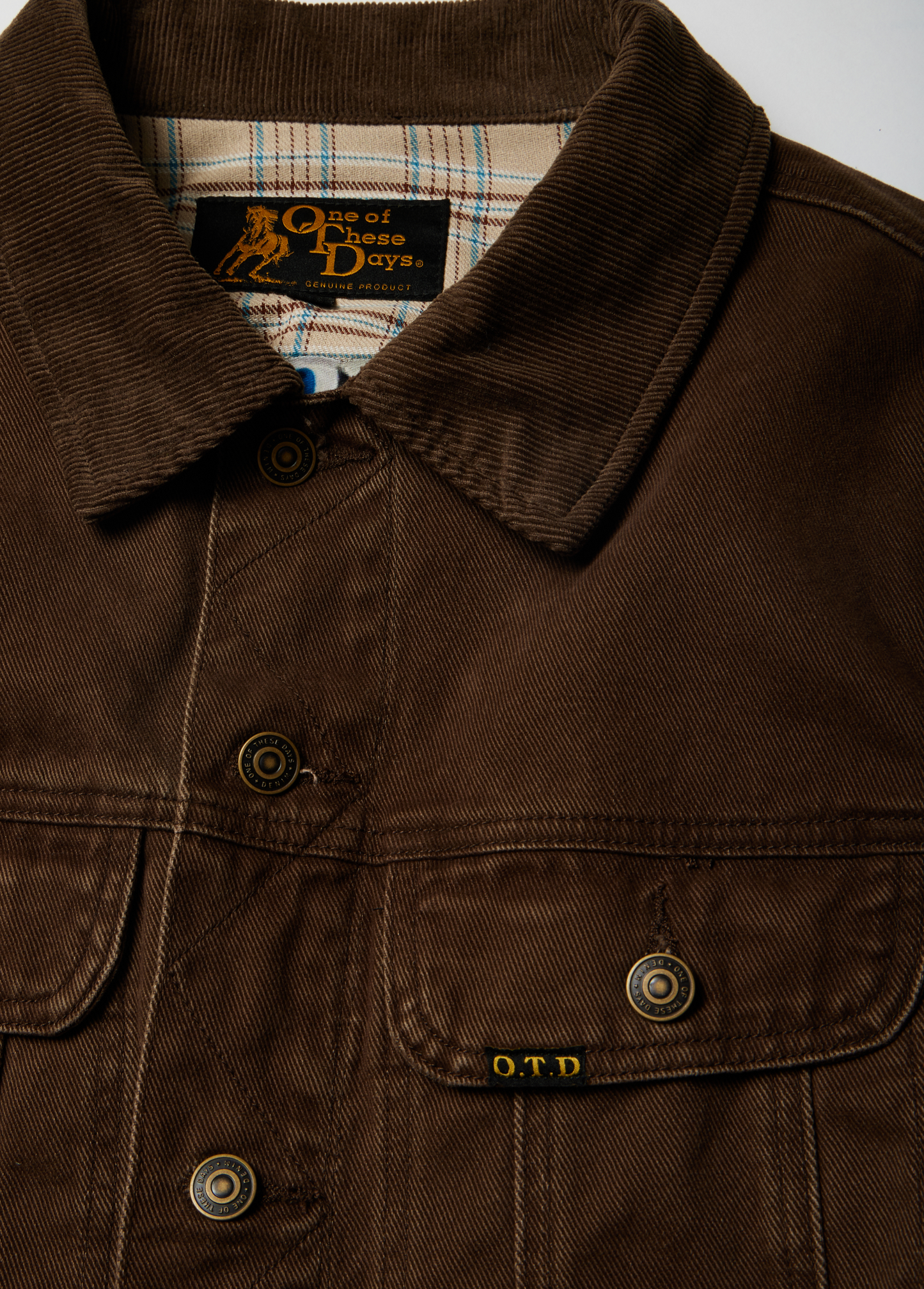 Lined Trucker Jacket | Washed Brown Denim