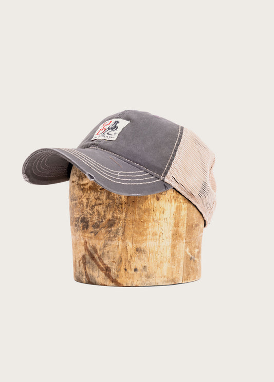 OTD Woven Horse Distressed Trucker Hat | Charcoal