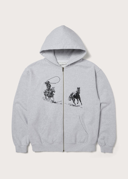 Into The Distance Zip Up Hooded Sweatshirt | Heather Grey