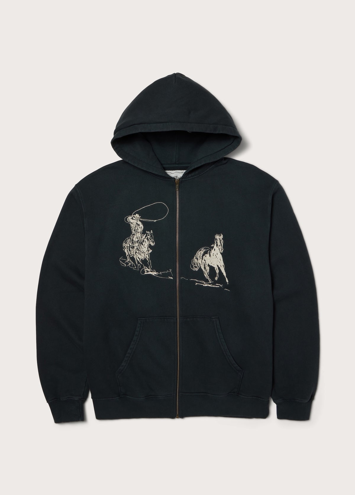 Into The Distance Zip Up Hooded Sweatshirt | Washed Black
