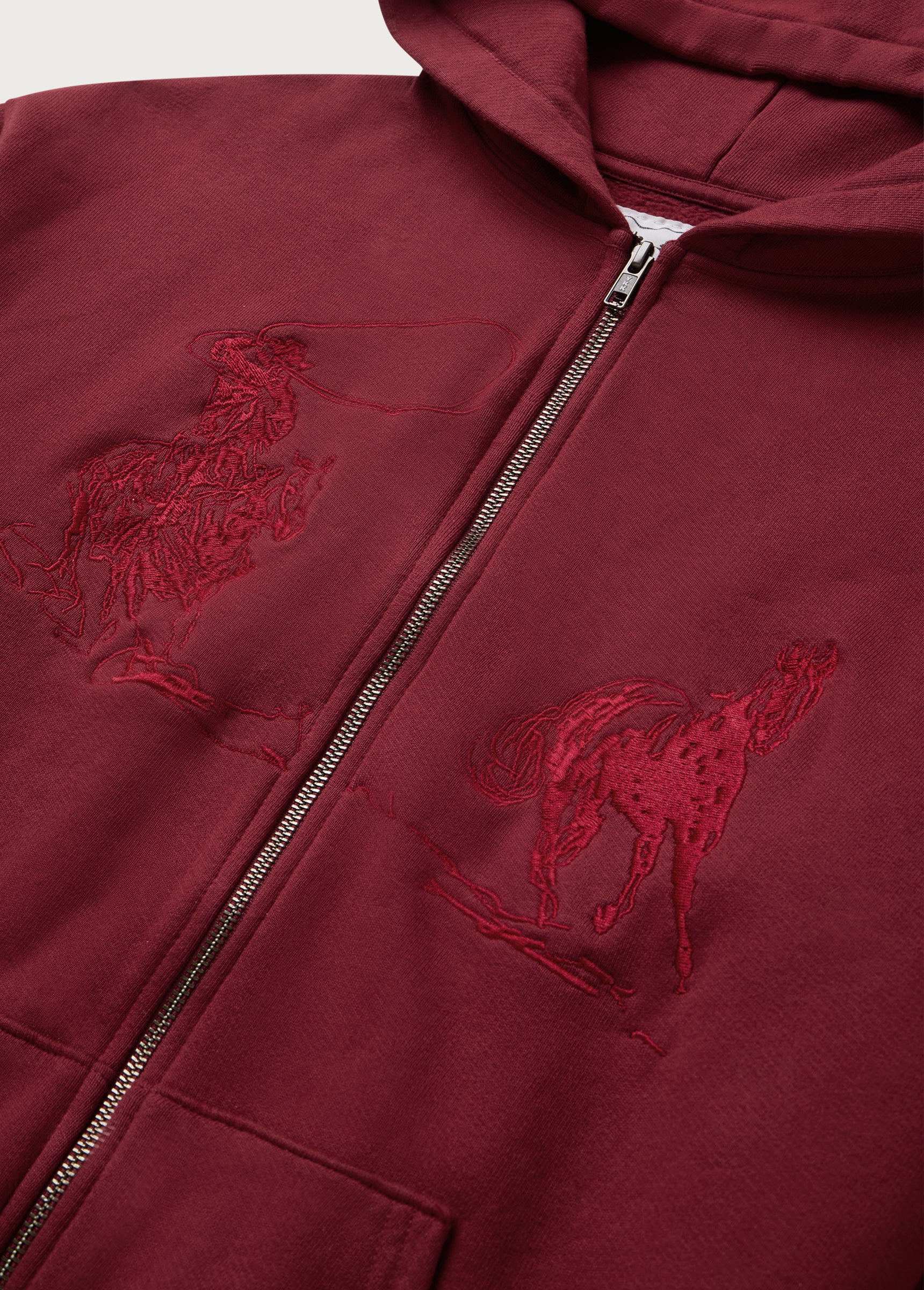 Into The Distance Zip Up Hoodie | Washed Burgundy | FW25 | One of