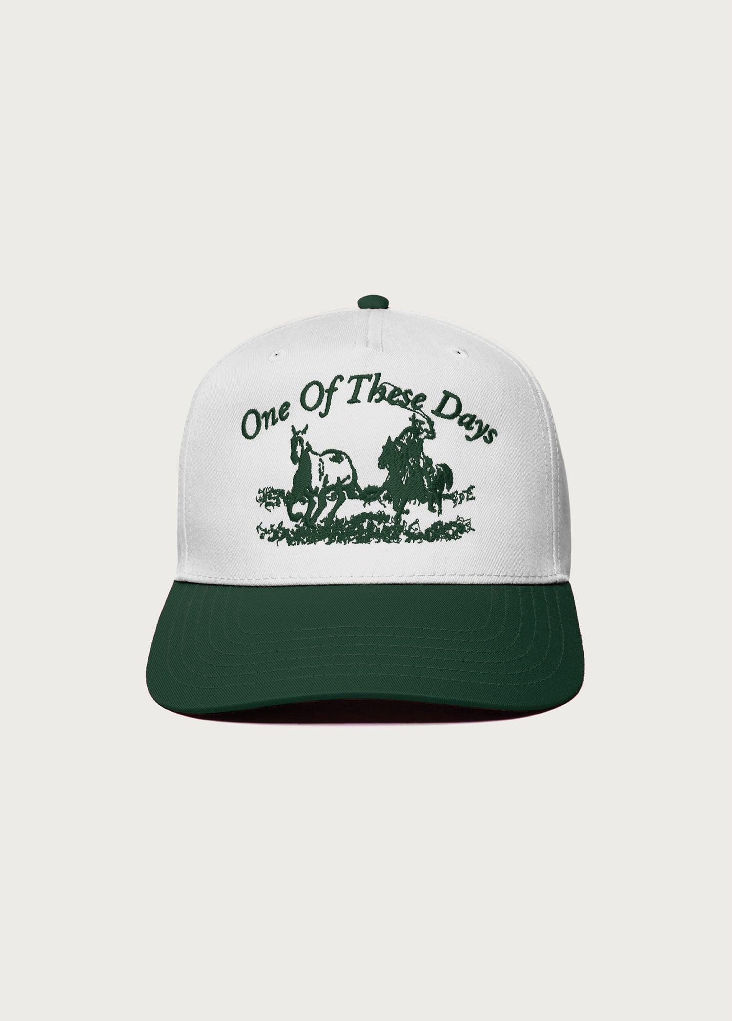 Just For A Moment 5 Panel Hat | White/Forest Green