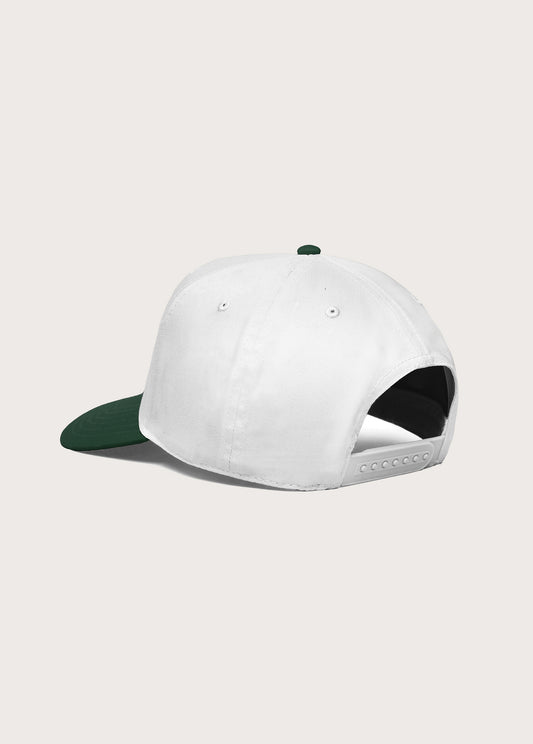 Just For A Moment 5 Panel Hat | White/Forest Green