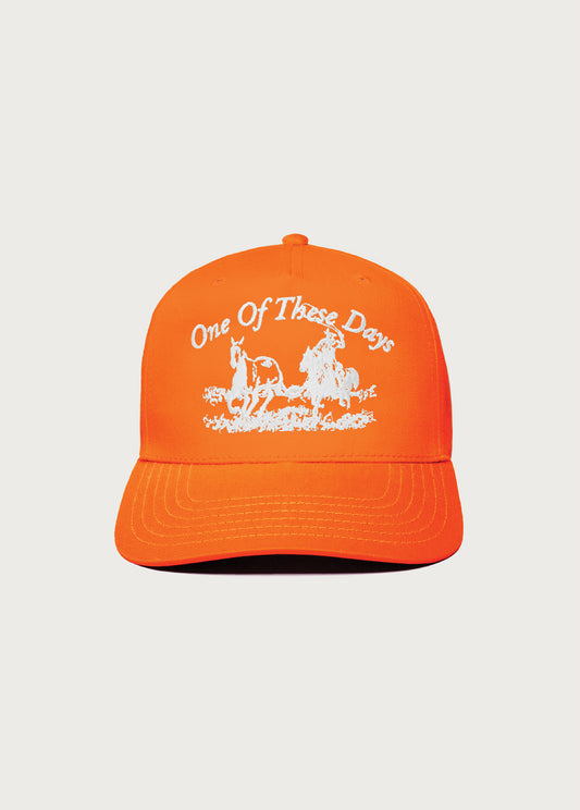 Just For A Moment 5 Panel Hat | Hunter Orange/White
