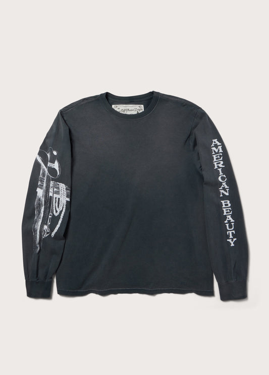 American Beauty Long Sleeve T-Shirt | Sun Faded Black