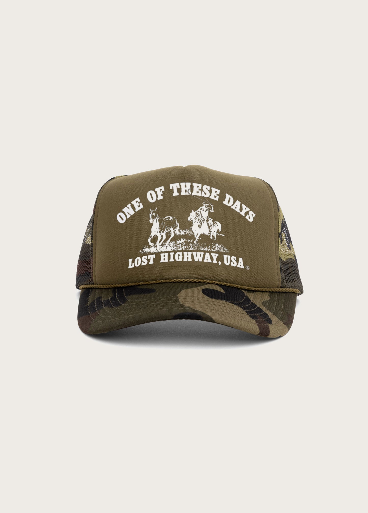 Lost Highway Foam Trucker Hat | Dark Green Camo