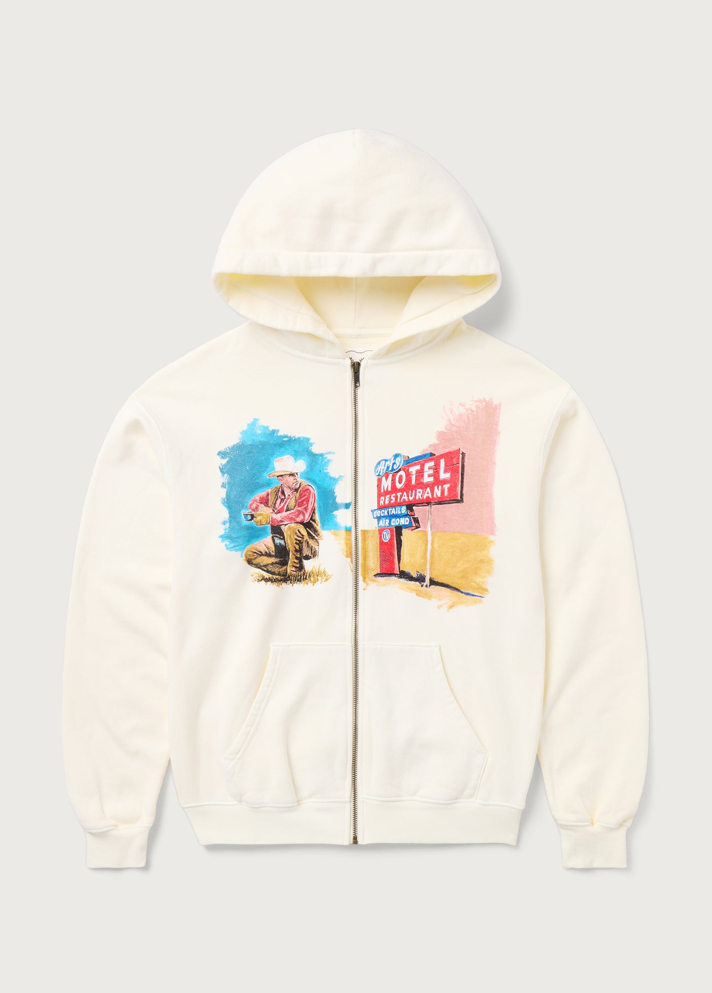 Mornings First Remark Zip Up Hoodie | Bone