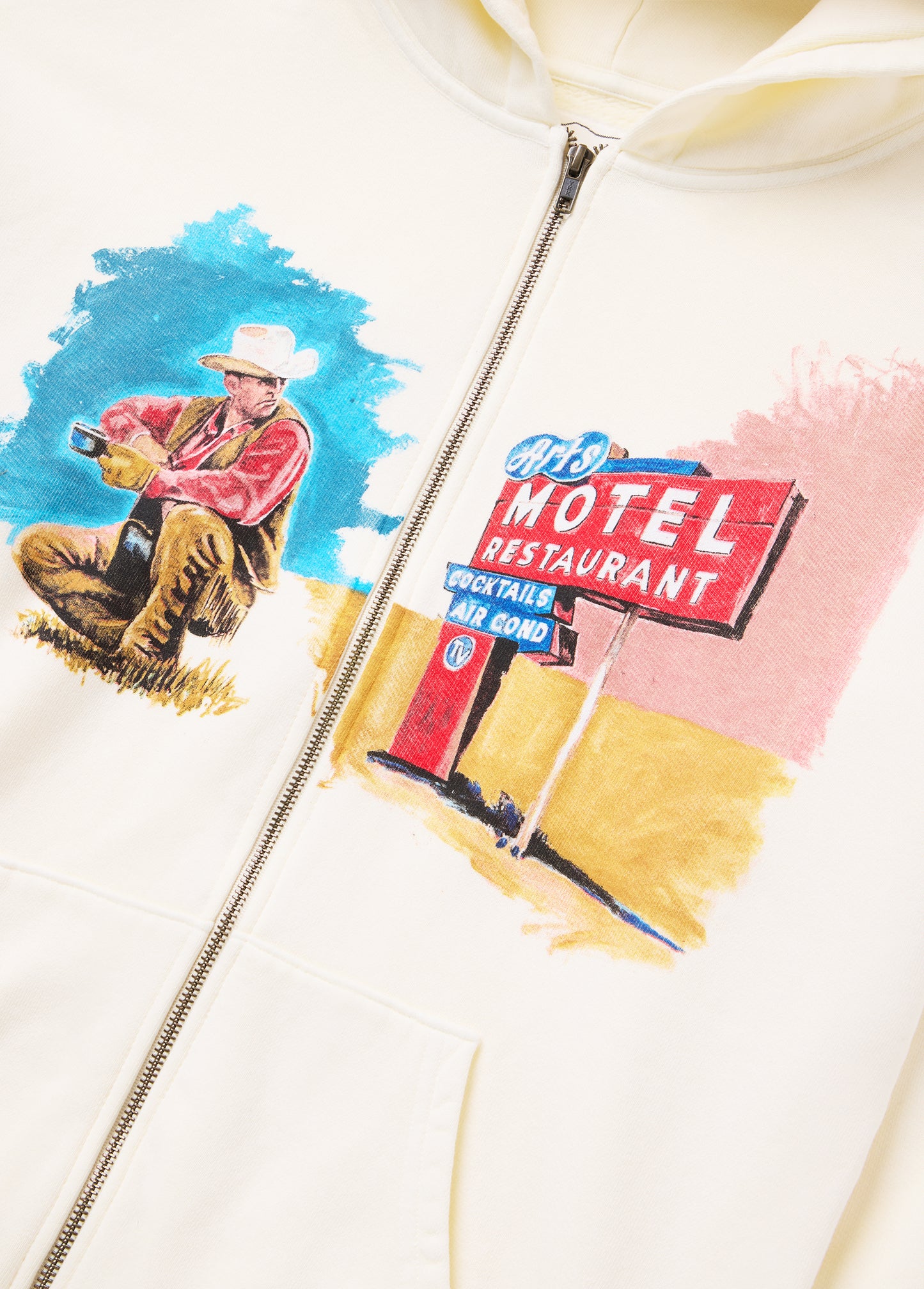 Mornings First Remark Zip Up Hoodie | Bone