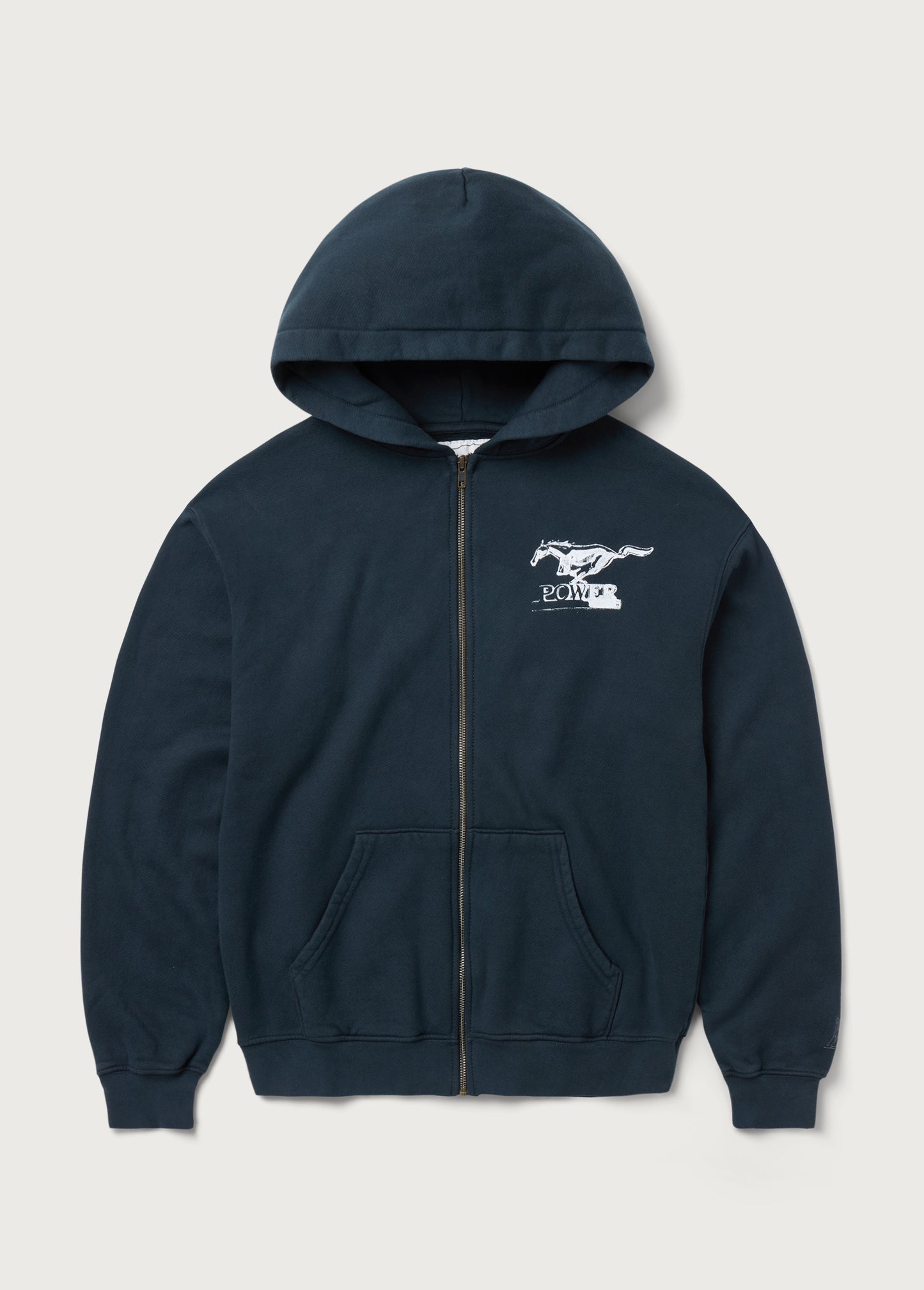 Mustang Cross Zip Up Hoodie | Washed Black