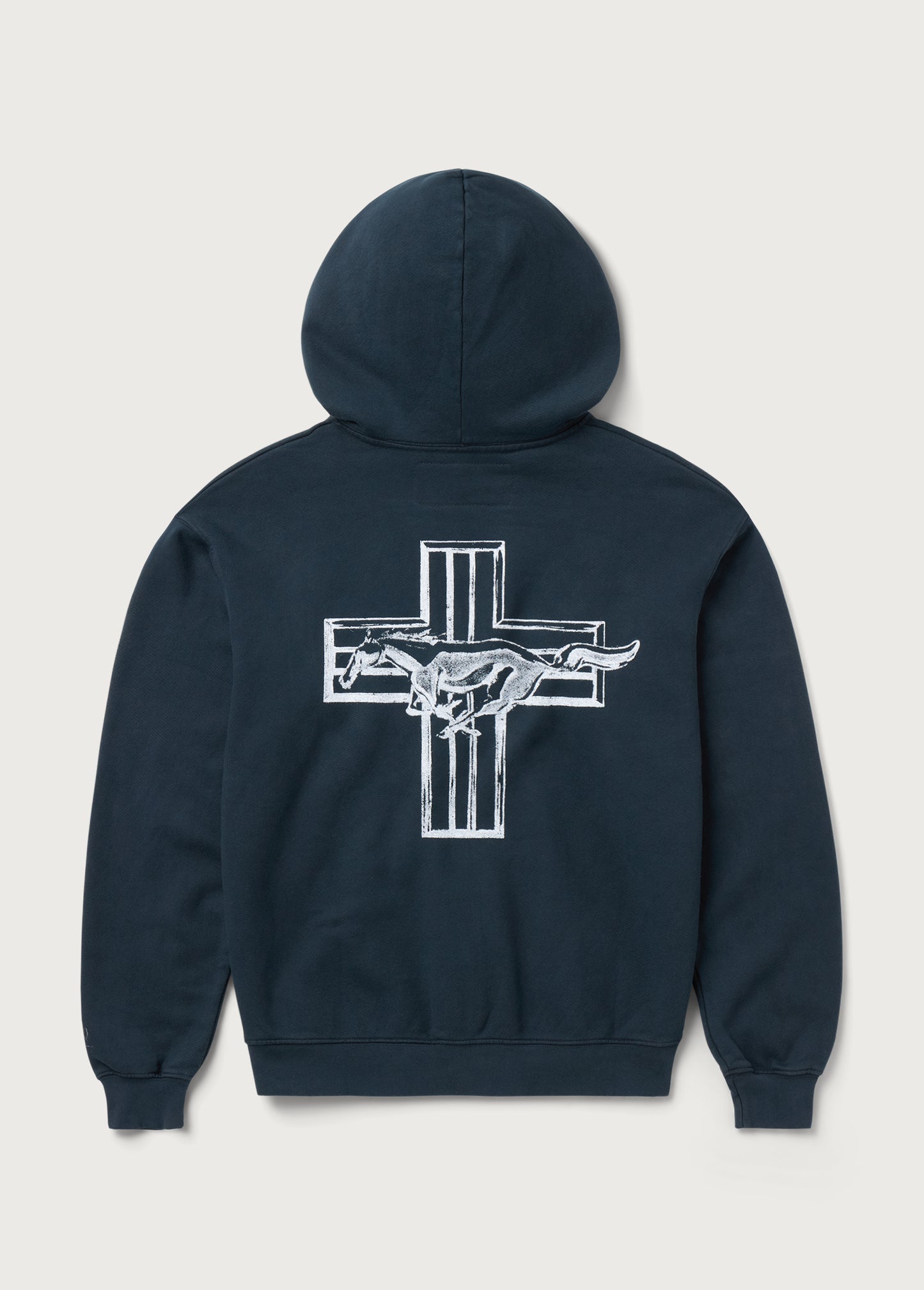 Mustang Cross Zip Up Hoodie | Washed Black