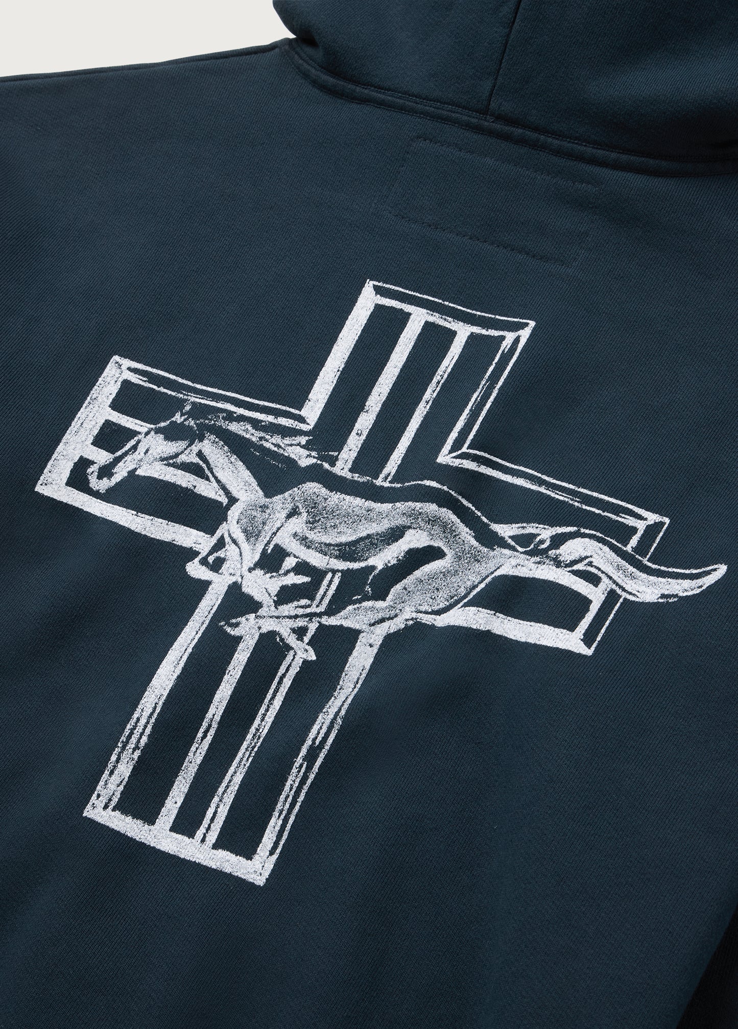 Mustang Cross Zip Up Hoodie | Washed Black