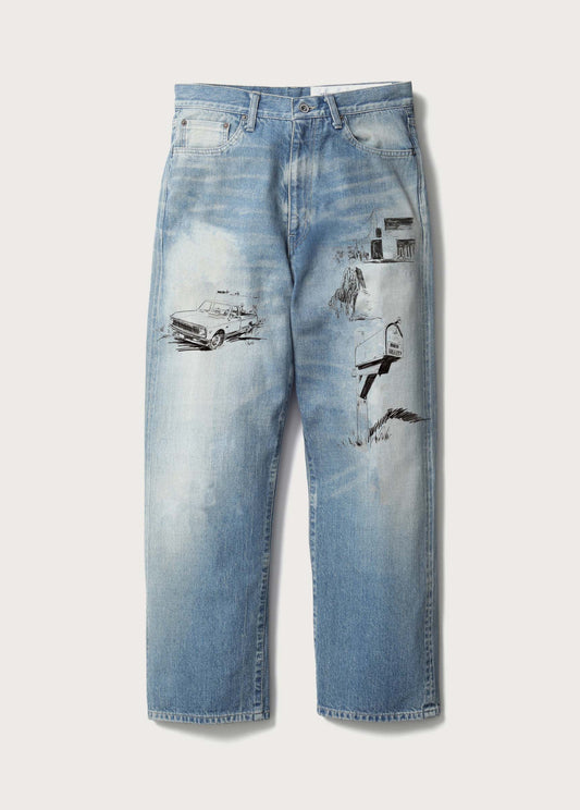 On The Road Again Denim Pant | All Over Charcoal Drawing
