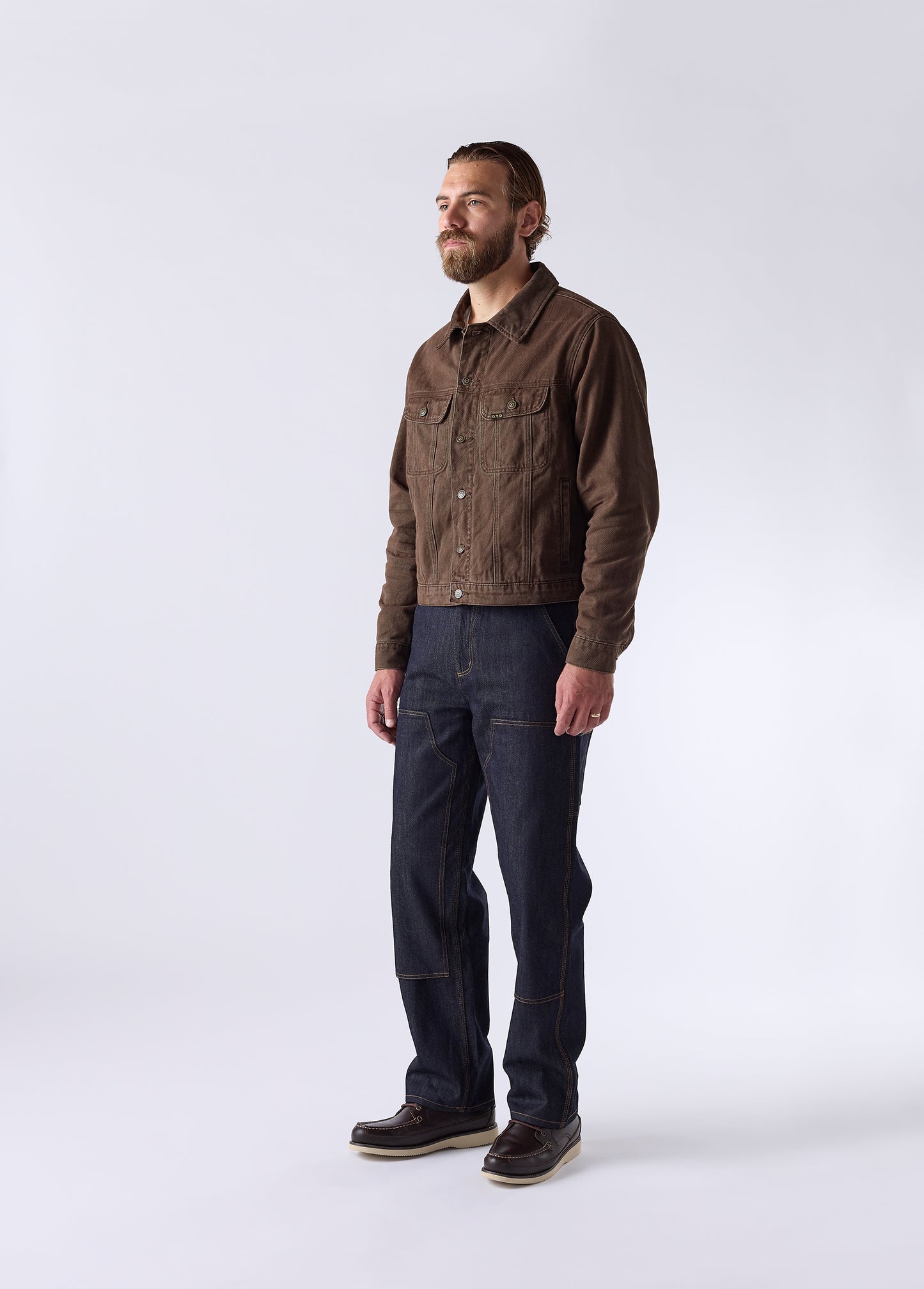 Lined Trucker Jacket | Washed Brown Denim
